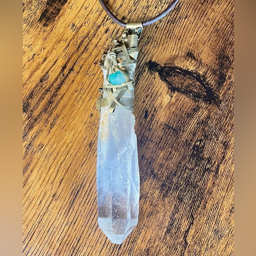 Warrior Raw Quartz pendant Large powerful charge